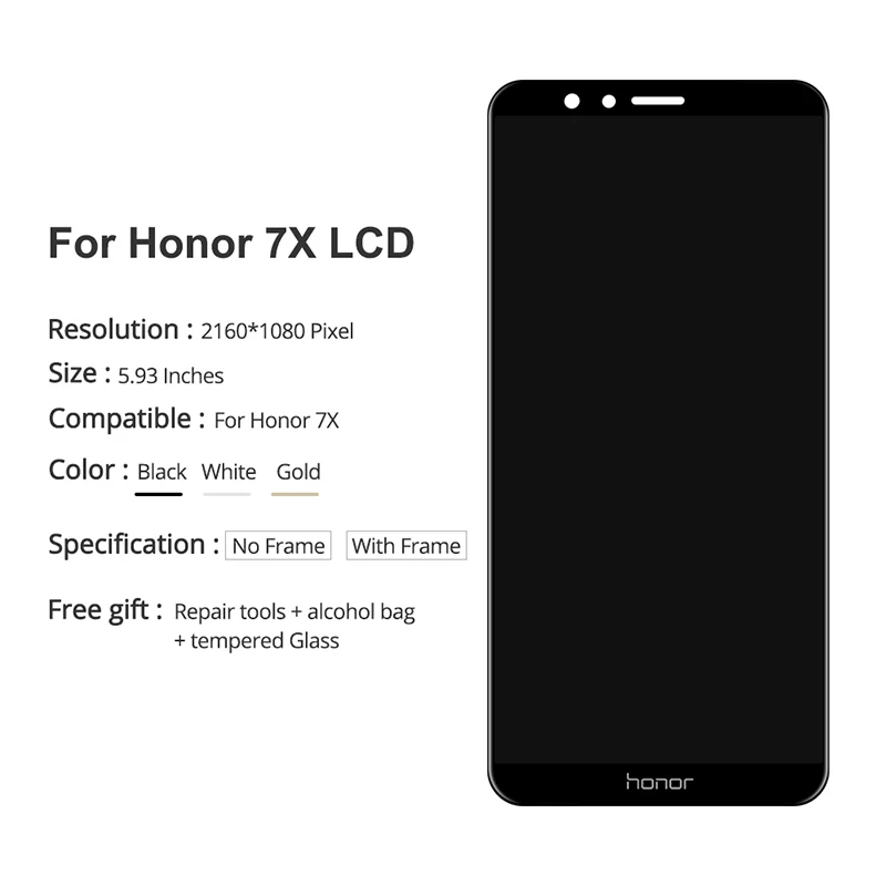 Для Huawei Honor 7X ЖК дисплей сенсорный экран дигитайзер сборка на 7 X BND L21 L22 100%