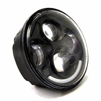 5,7" светодиодный налобный фонарь для мотоцикла с Halo Angel Eye DRL светодиодный налобный фонарь для Harley Sportster Iron 883 1200 Dyna Street Bob Softail - Цвет: Черный