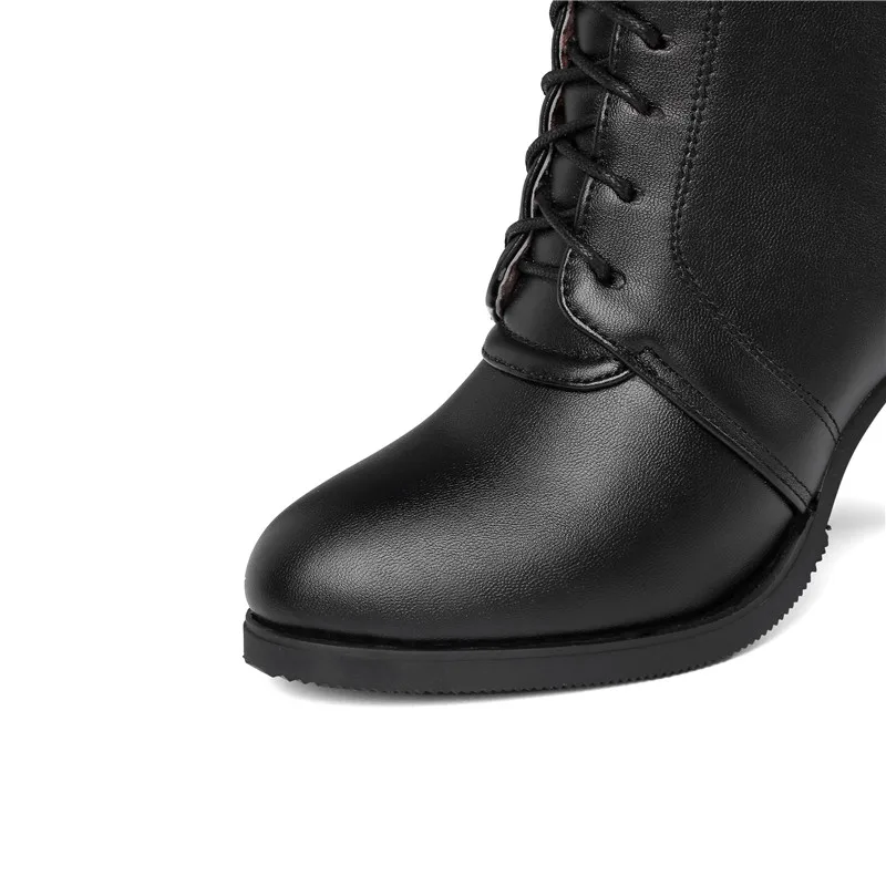 ASUMER/Большие размеры 34-45, Модные ботильоны для женщин с круглым носком, осенне-зимние ботинки женские ботинки на шпильках со шнуровкой для выпускного вечера