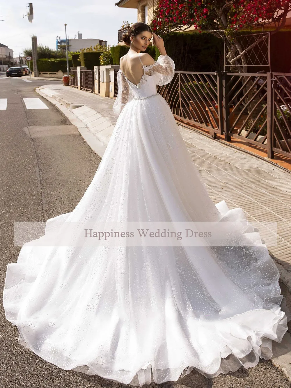 Booma-Long-Sleeve-Lace-Wedding-Dress-2019-Sparkly-Shiny-Tulle-Bride-Gowns-Boho-Princess-Vestido-De (1)