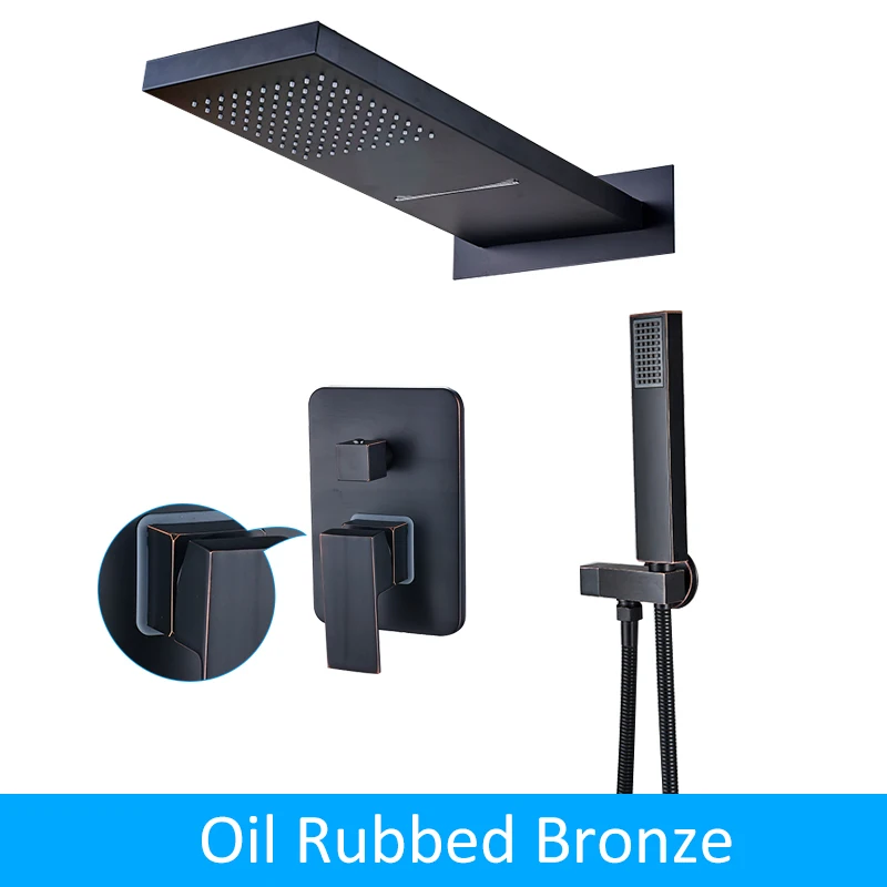 Смеситель для душа с настенным креплением, 3 функции, хромированный смеситель для ванны, набор для душа с водопадом, насадка для душа, ручной Душ, смеситель для ванны - Цвет: Oil Rubbed Bronze