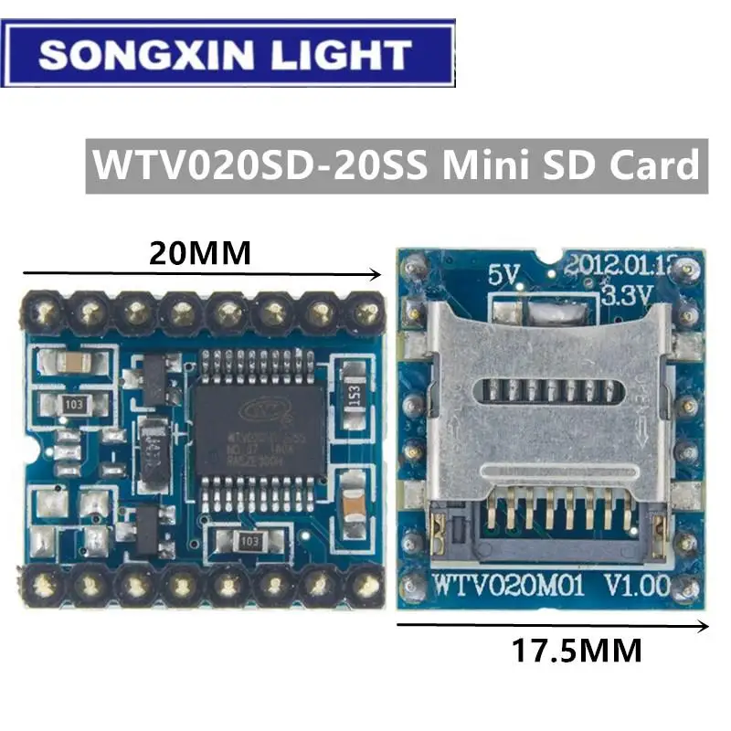 1 шт. WTV020 WTV020-SD WTV020SD-20SS мини SD карта MP3 звуковой модуль для PIC WTV020-SD-16P | Электронные