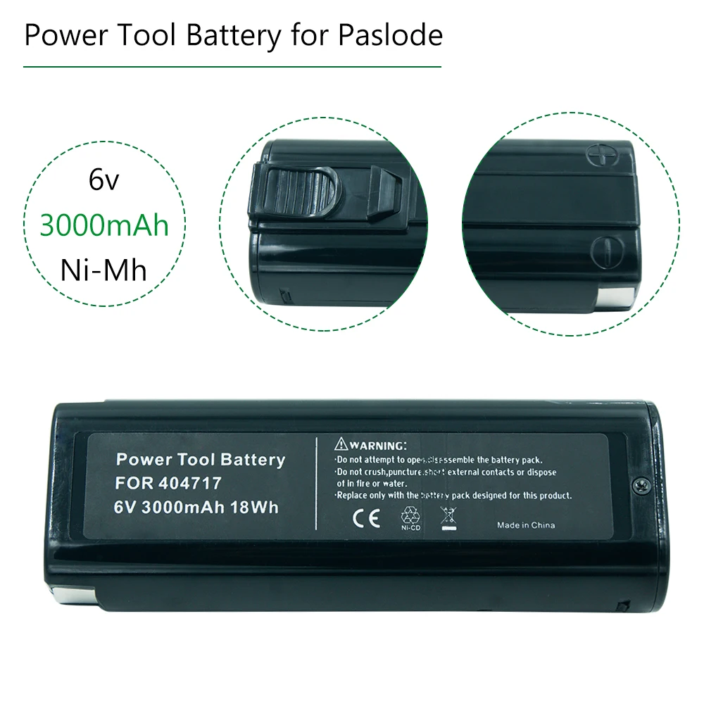 

6V 3.0Ah NIMH Rechargeable Power Tools Battery for Paslode 404717 CF-325 IM200 IM250 900400 900420 900421 900600 901000