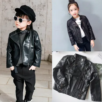 

PU Leather Coat Autumn Winter Baby Outerwear Toddler Baby Boy Girl clothing Children Cool Jacket Clothes Long sleeve