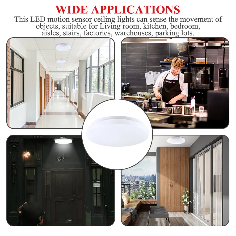 LED Ceiling Light With Motion Sensor 12W 220V Round / Round Bottom LED Ceiling Light For Entrance Balcony Corridor