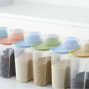 

4pcs 1.9L Grain Dry Food Durable Cereal Storage Box Leakproof Container Kitchen Food Storage Box