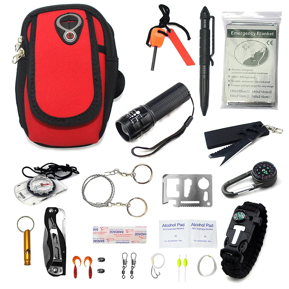 

Outdoor Mountain Camping Adventure Survival Equipment Multi-function Torch Survival Bracelets Toolkit
