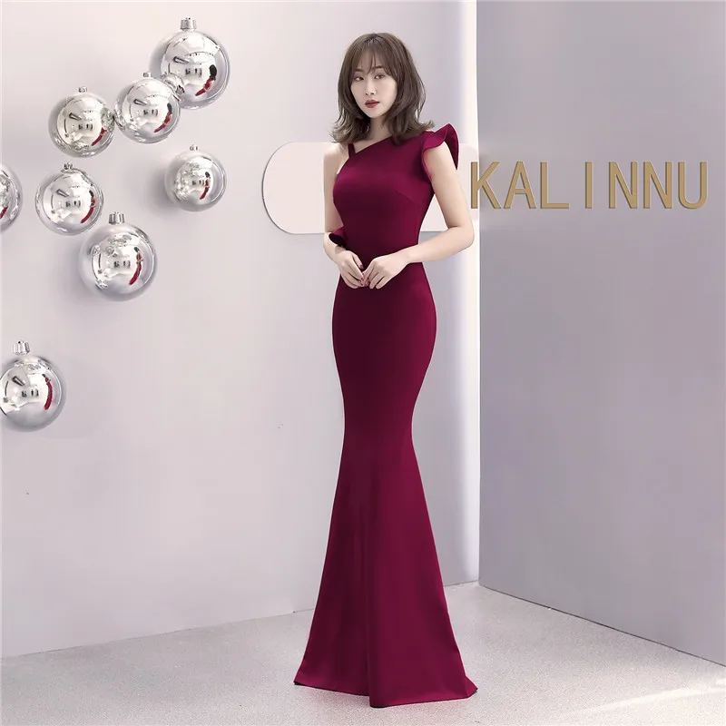 Skyyue вечернее платье без рукавов Robe De Soiree элегантное женское вечернее платье на одно плечо Вечерние платья на одно плечо C085-DS3