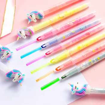 

Double-Headed Unicorn Fluorescent Doodle Pen Milkliner Colorful Candy Color Highlighters Promotional Markers Gift Stationery