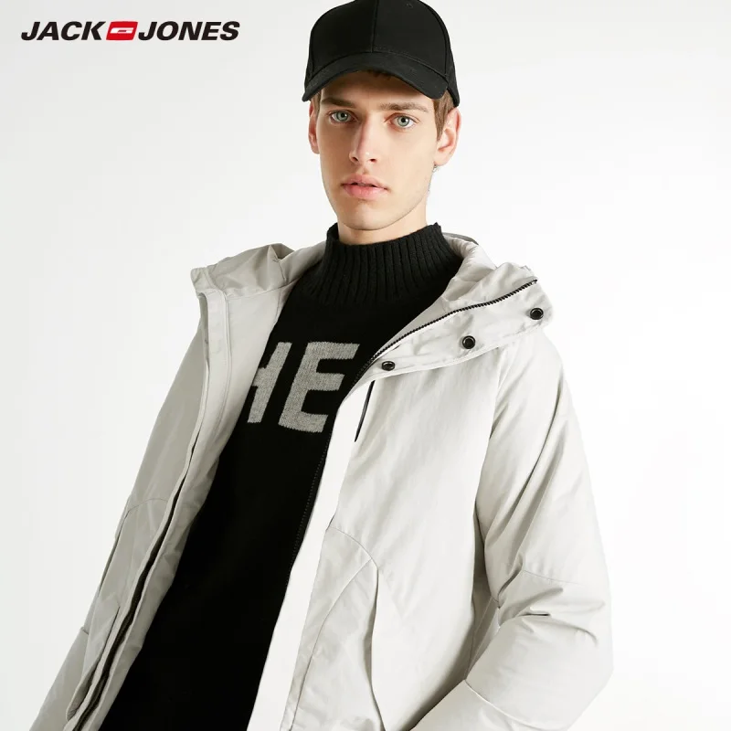 JackJones Мужская Зимняя мода Повседневный пуховик с капюшоном пальто мужская одежда 218312536