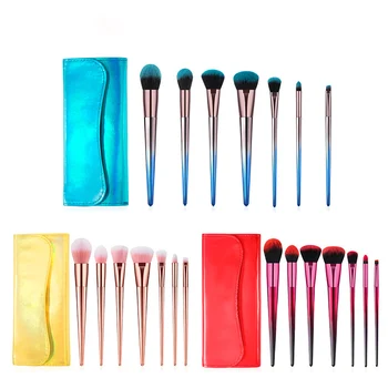 

7PCS Gradient Color Handle Makeup Brushes Set Foundation Blusher Eye shadow blending Brush Cosmetics Tools with bag