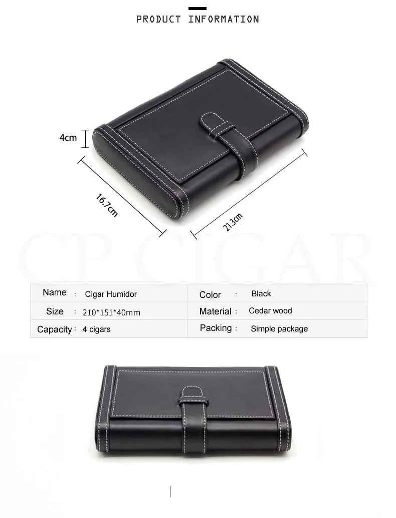 GALINER Portable Cigar Leather Case Travel Humidor Cedar Wood Cigar Box For 4 Cohiba Cigars Humidor Outdoor Cigars Accessories