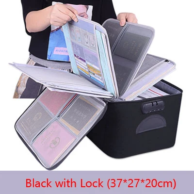 Documents Storage Box Organizer Lock Home Travel Papers Office
