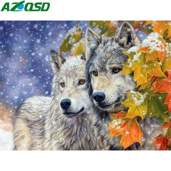 

AZQSD DIY Oil Painting By Numbers Wolf On Canvas Kits Wall Art Unframe Painitng By Numbers Animal Acrylic Paint Handpainted Gift