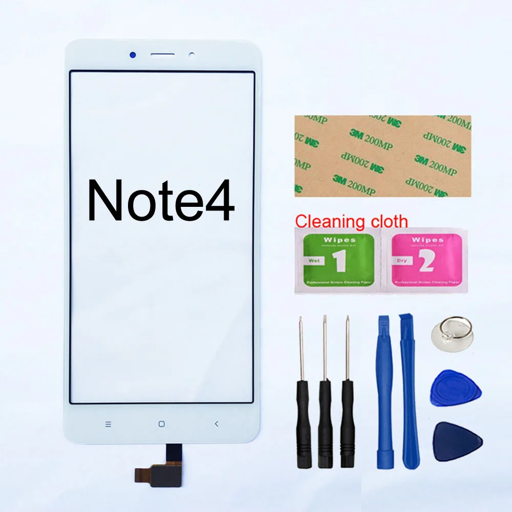 Сенсорный экран для Xiaomi Redmi Note 1/2/3/4 Сенсорный экран планшета Сенсор Стекло Панель Замена - Цвет: Note4 White Tool