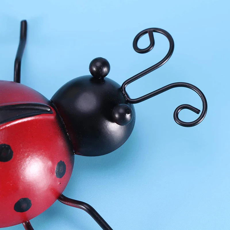 3 Pcs Iron Ladybug Metal Wall Hanging Art Decorations Ornament for Home Garden E2S
