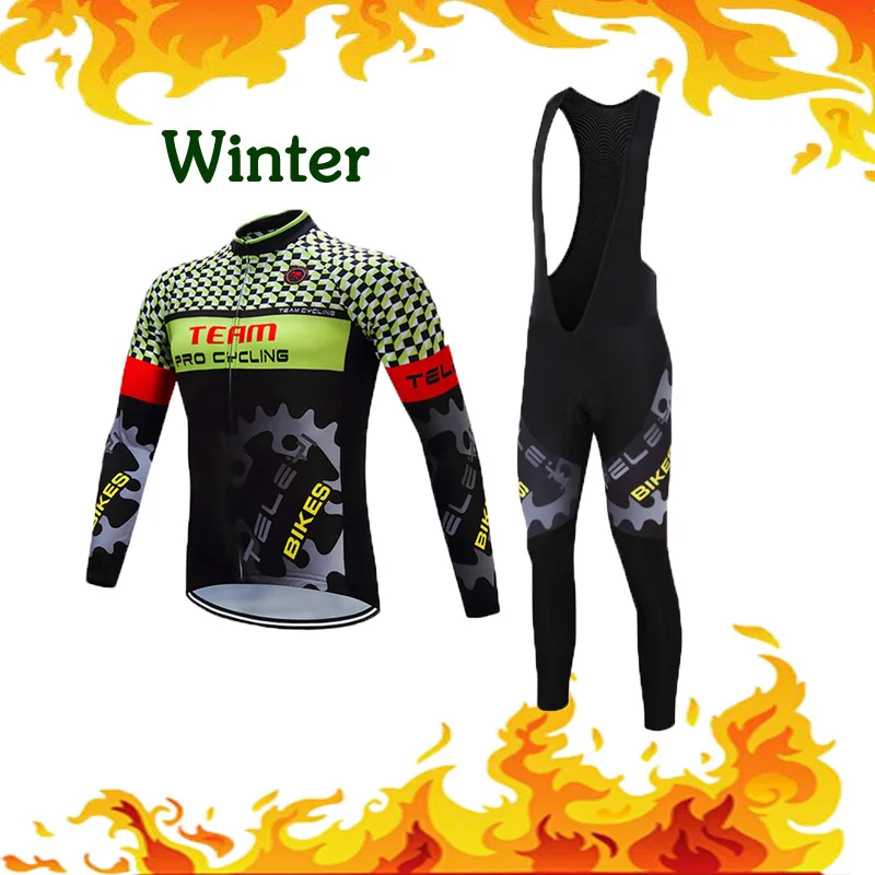 Зимний мужской теплый флисовый комплект для велоспорта Pro Team Road Bike одежды велосипеда MTB форма триатлона