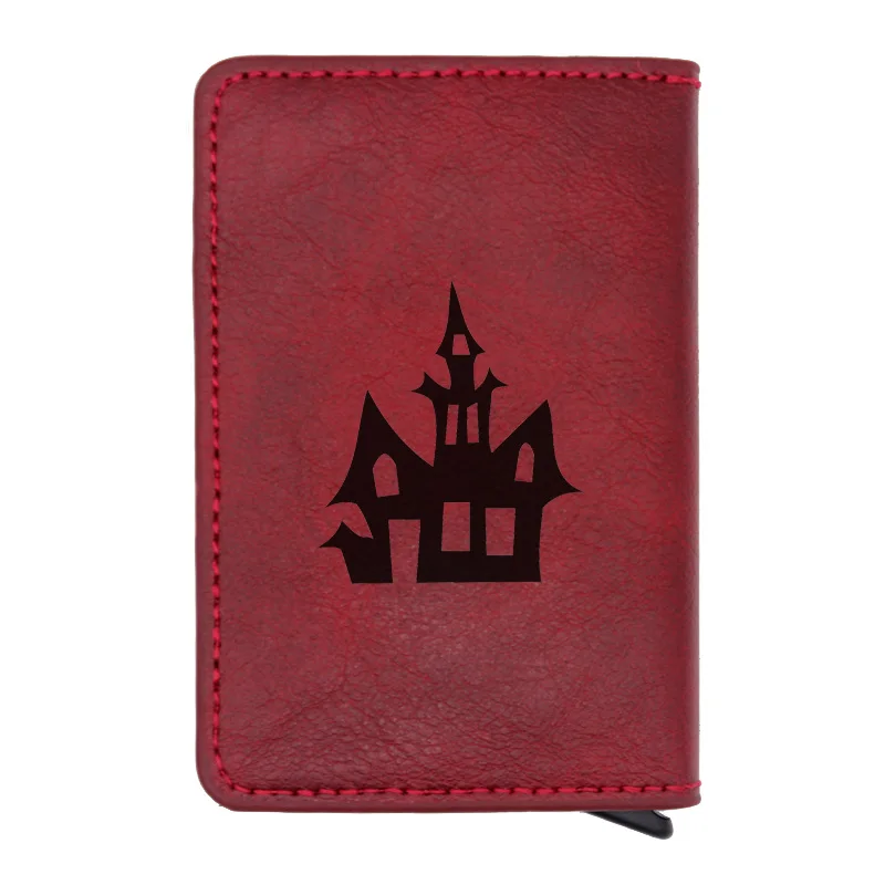 

New Fashion Charm Halloween Cry House Rfid Wallet Classic Men Women Credit Card Red Leather Wallets Short Purse