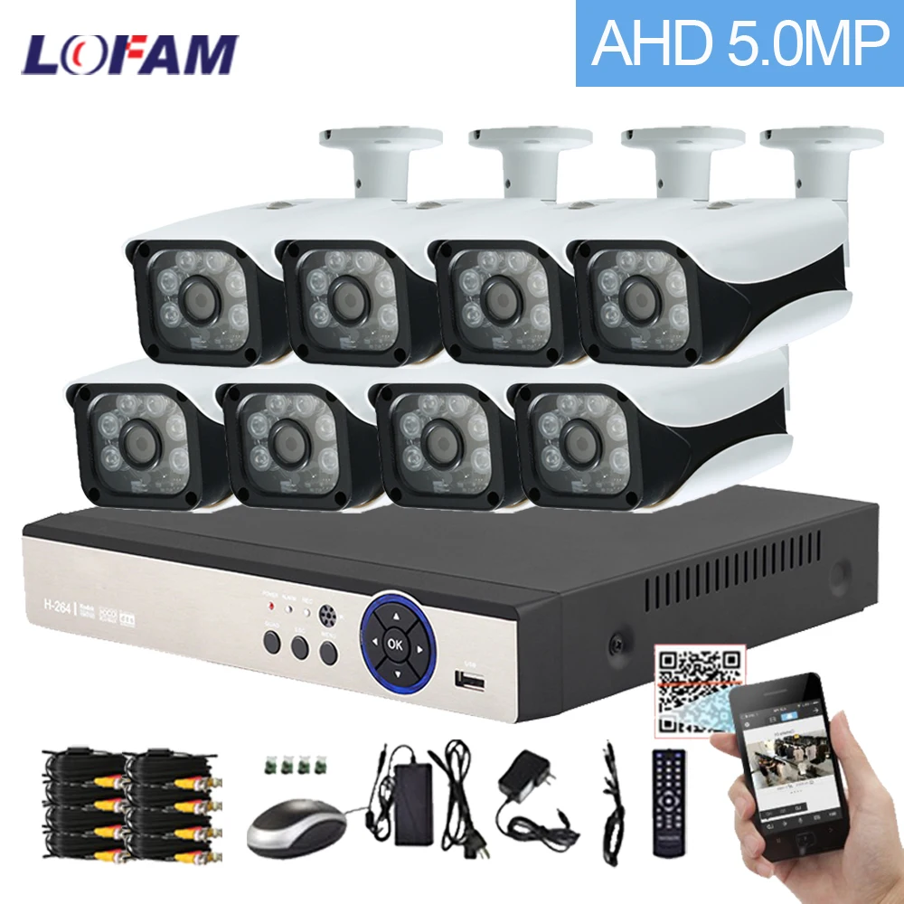 Lofam видеонаблюдение Системы 8CH AHD 5MP N 3g WI-FI DVR NVR безопасности Камера Системы открытый Водонепроницаемый видеонаблюдение комплект для камеры видеонаблюдения 8CH