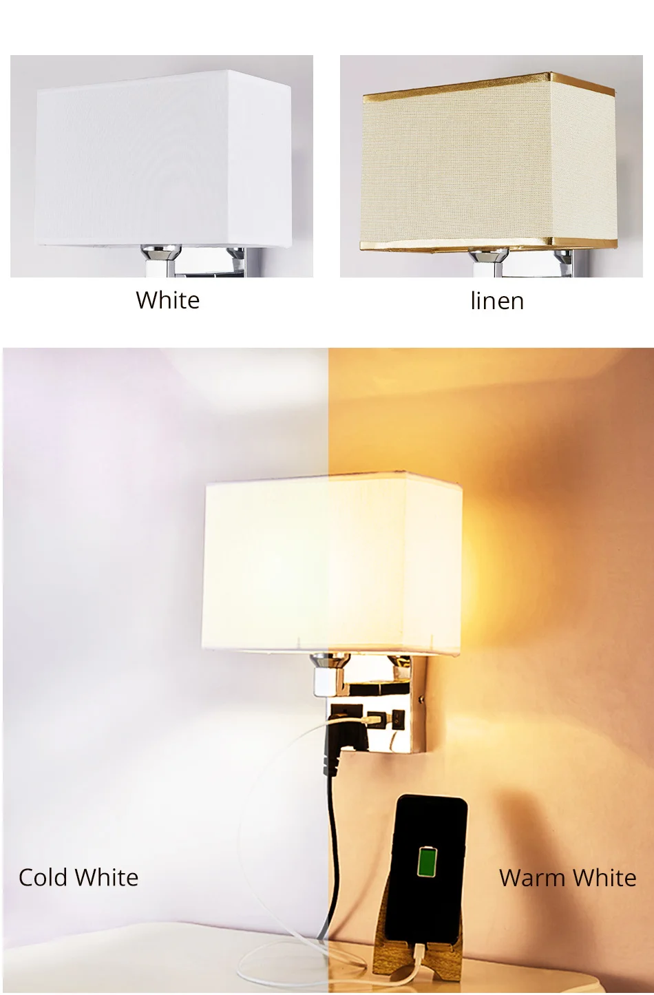 Socket USB E27 LED Bulb Wall Lamp Stair Bathroom Sconce Wall Lights with Switch Applique Nordic Bedside Lamps Bedroom Lighting (4)
