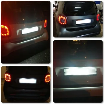 

LED License Plate Light Lamp No Error For Smart Fortwo Forfour Lights 18 LEDs 2pcs