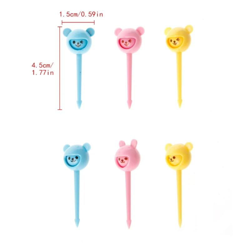 Farm Cartoon Animal Fruit Fork Set Plastic Cute Toothpick Tableware Food Picks Q39B