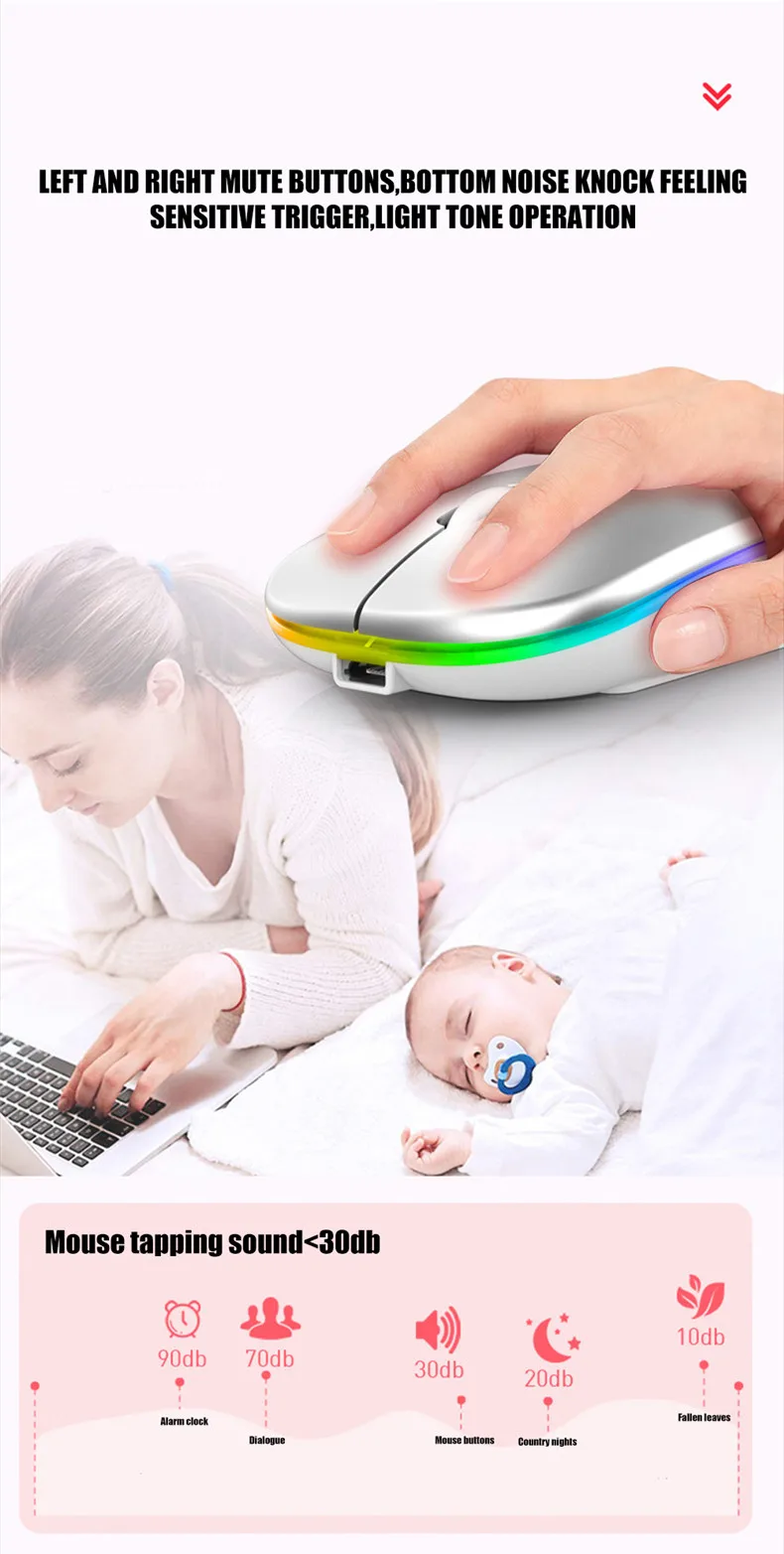 pc gaming mouse USB Rechargeable RGB Mouse For Laptop Computer PC Macbook Gaming Mouse 2.4GHz 1600DPI best pc mouse