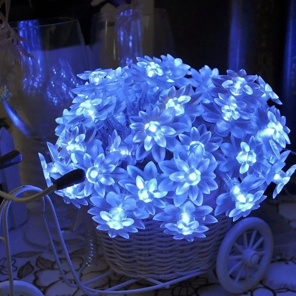 Outdoor Solar 20LED Lotus Light String Garden Landscape Light Festival Wedding Garden Decoration Light