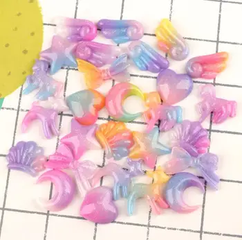 

10pcs/lot Kawaii Resin Glitter Tricolor Unicorn Flatback Cabochon Art Supply Decoration Charm Craft DIY Accessories