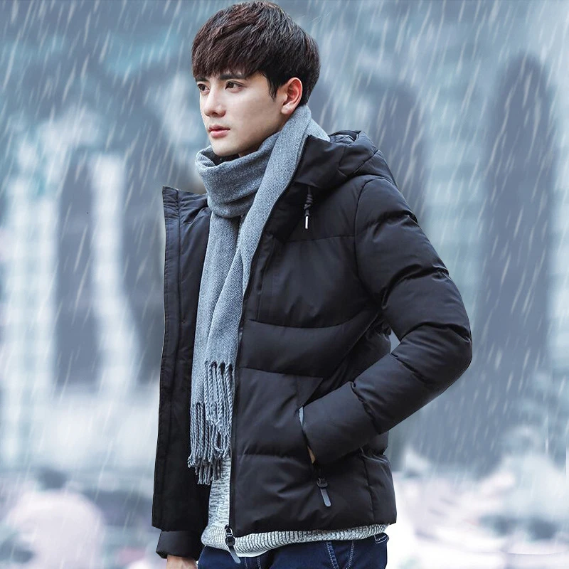 de invierno para hombre 2019 nueva ropa de algodón tendencia Parka hombre coreano joven con capucha corta gruesa abrigo de invierno cálido|Parkas| - AliExpress