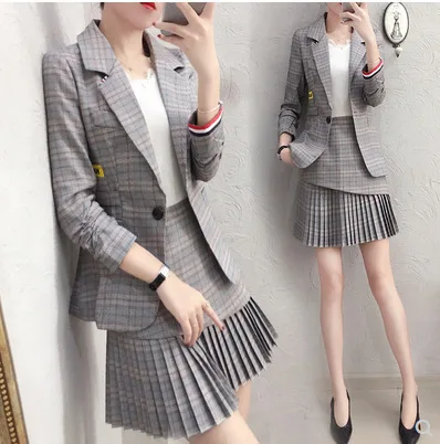 

Early Spring Western Style Small Suit WOMEN'S Suit 2019 New Style Spring Clothing Fashion Debutante Elegant Goddess Pleated Skir