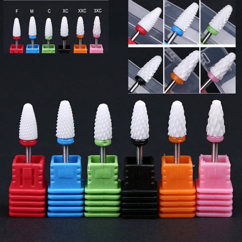 

1pc Ceramic Nail Drill Bit 3/32" Bullet Ceramic Nail Drill Bit Rotary Burrs Ceramic Nail Drill Bits for Gel Removal Burr 6type#%