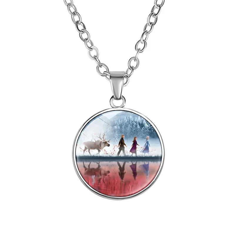 necklace8 Disney холодное сердце 2 принцесса ожерелье Эльза сплав стекло детский браслет Девочка День рождения украшение для подарочной упаковки принцесса - Цвет: necklace8