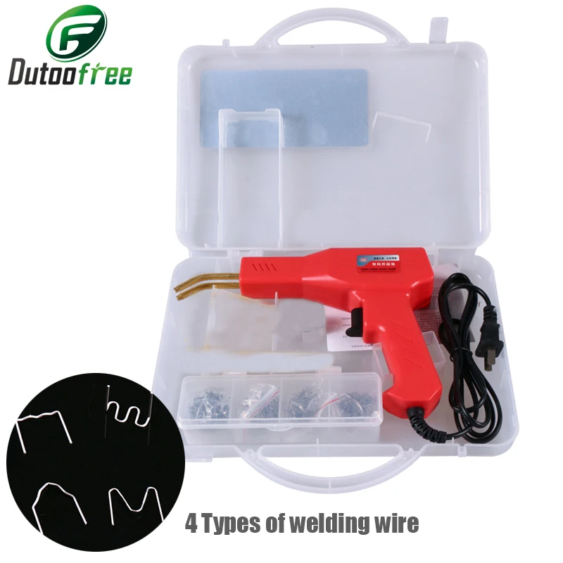 Pistola de soldar de plástico, máquina de soldadura, reparación de clavos, 4 tipos, herramienta de cable de soldadura, grapadora caliente para parachoques de coche