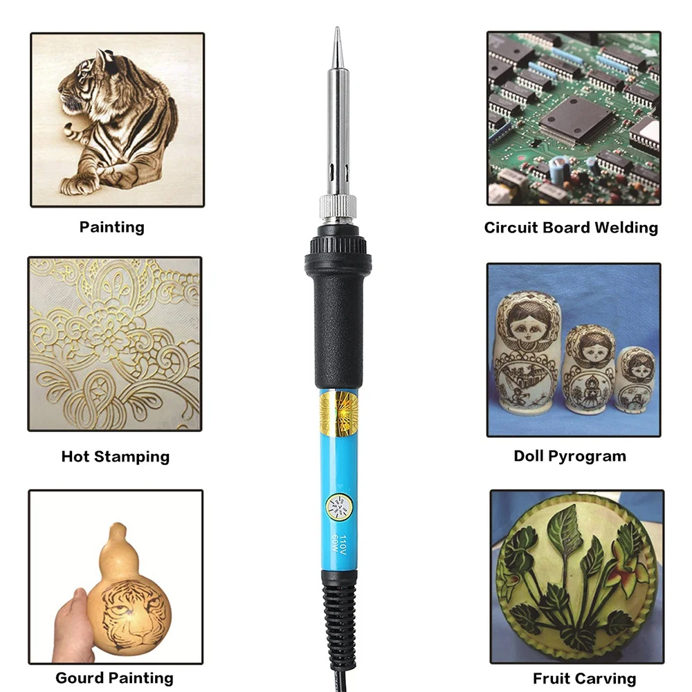 TACKLIFE Soldering Iron 60w Adjustable Electric Solder Sation Iron Kits EU US Multifunctional Pyrography For Wood Burning Tool
