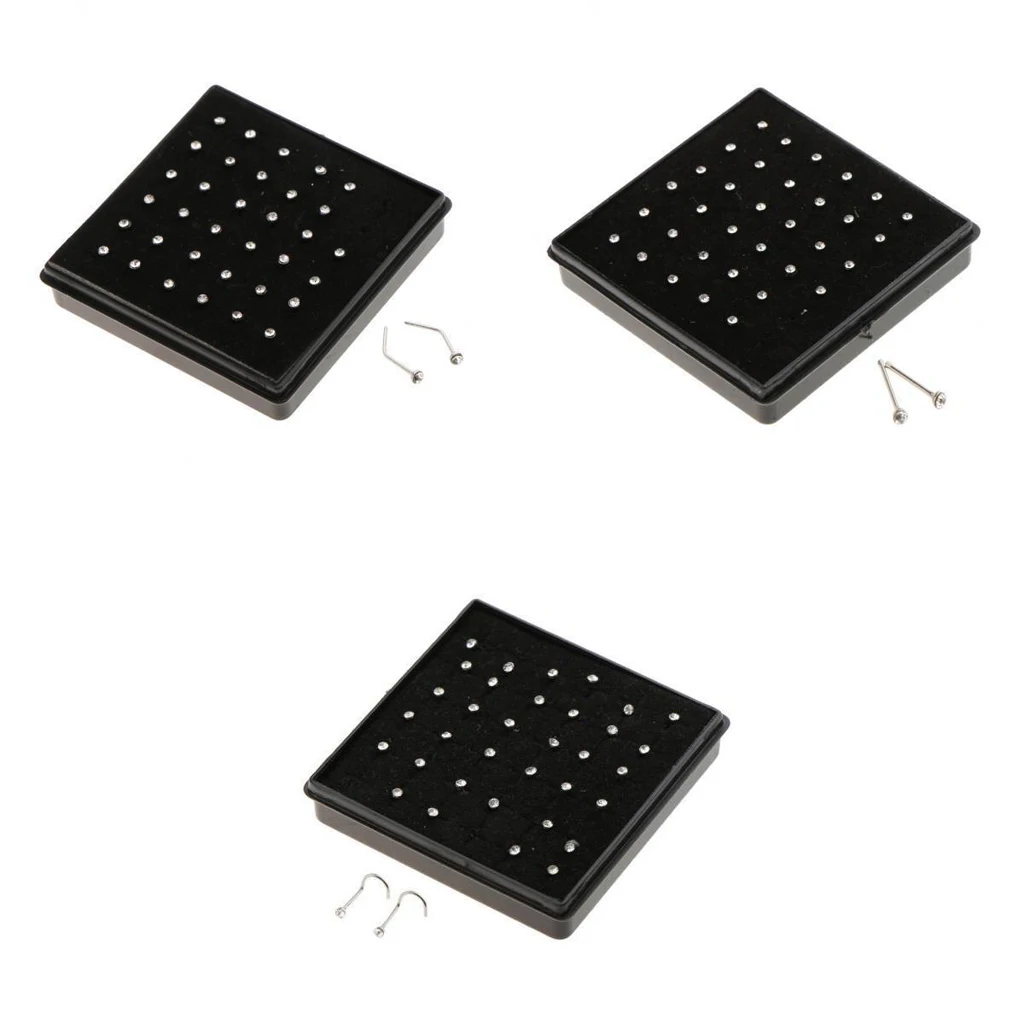 

36 Piece/Pack 316L Stainless Steel Crystal Nose Stud Pin T/Straight/Bend Bar Body Piercing Jewelry 0.6mm Bar
