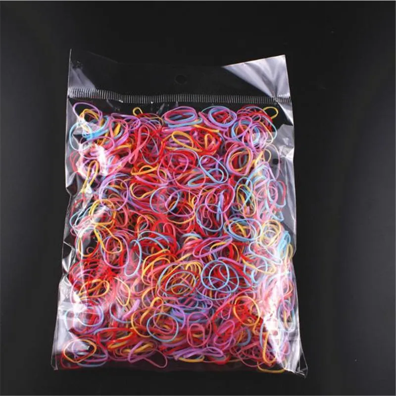 A-Multicolor 1000 шт./пакет, эластичные ленты для волос для девочек, детские Резиночки для волос, резинки для волос, резинка для волос из ТПУ, одноразовая резинка для хвоста - Цвет: A-Multicolor