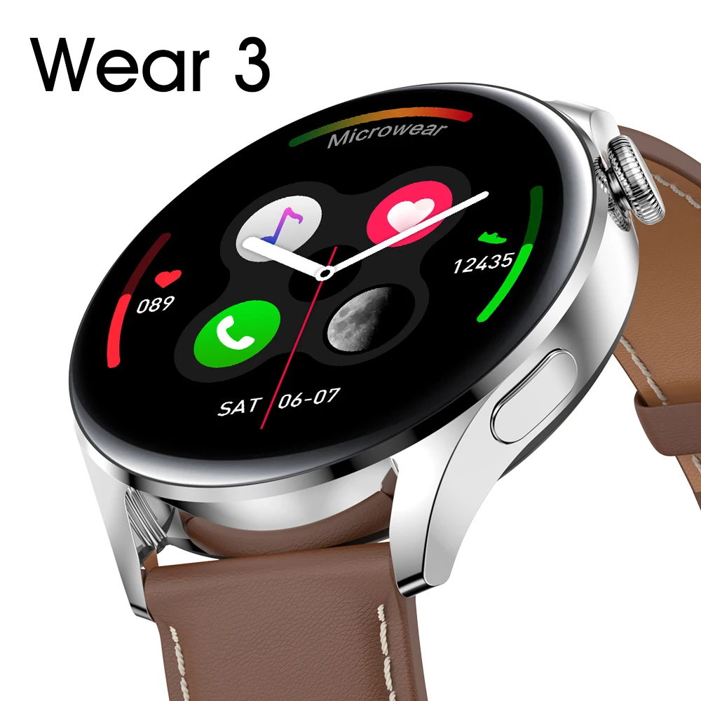 Microwear Wear3 IP68 Водонепроницаемые умные часы для мужчин и женщин Bluetooth Звонок музыка