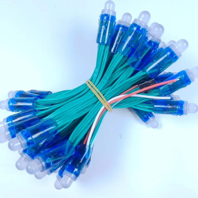 500 шт./лот DC5V 12 мм ws2811 IC светодиодный пиксельный модуль зеленые провода гирлянды