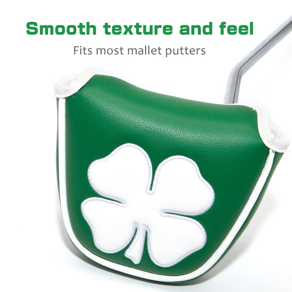 Чехол для клюшек для гольфа, чехлы для клюшек из искусственной кожи с магнитным четырехлистным клевером серии