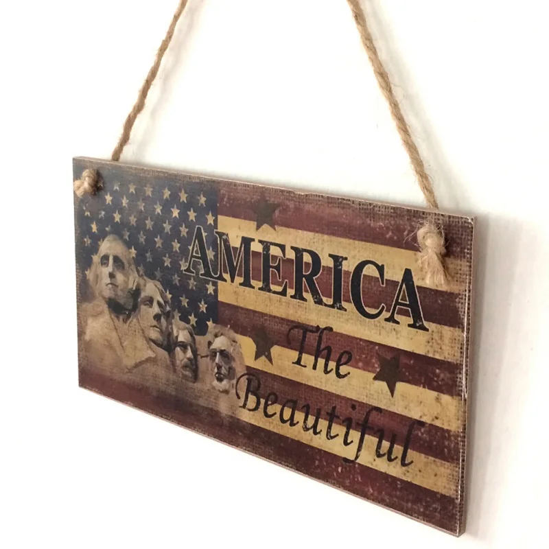 Wooden Rectangular Home Decor Crafts Hanging Board For American Independence Day Children's Room Decoration Rooms x