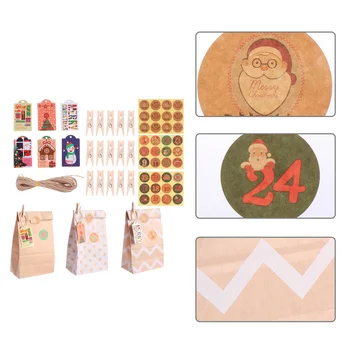 

1 Set Kraft Paper Bags Christmas Stickers Set Christmas Gift Bag for Party Baking Home DIY