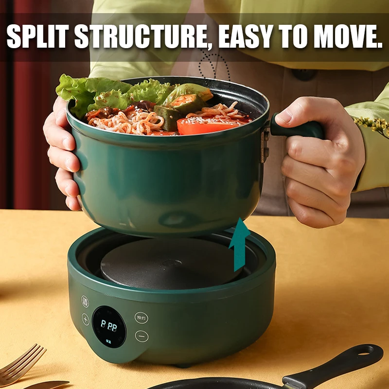 1.8L Multi-Function Electric Cooker Household Split Small Pot Stir Fry Cooker Hot Pot Noodles Fried Egg Steak Frying Pan 220V 2