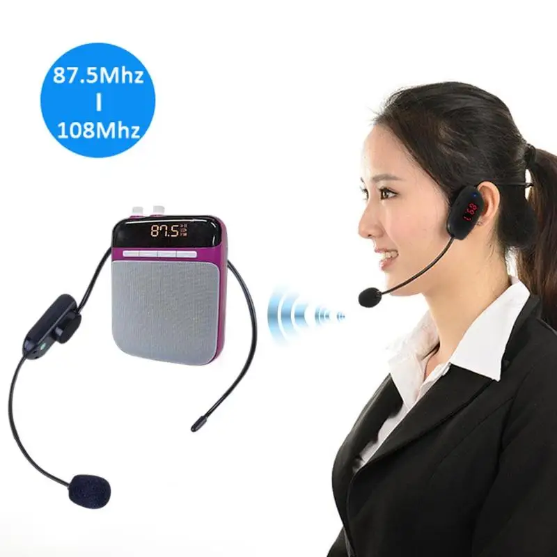 Wireless Microphone Radio FM Headset Handsfree Megaphone Mic For Loudspeaker Teaching Tour Guide Sale Promotion Lectures Meeting