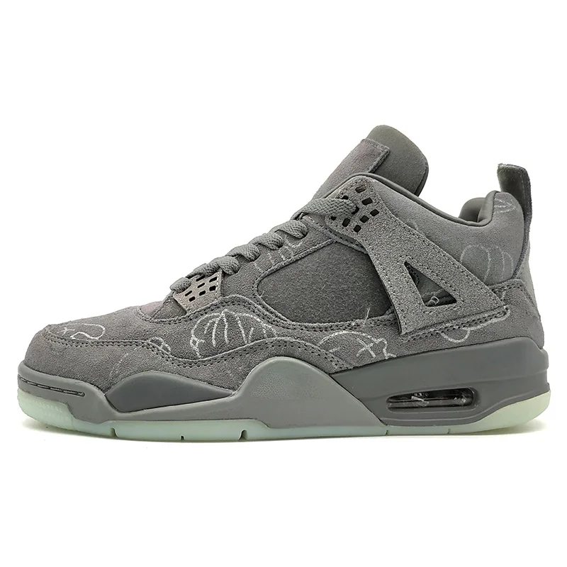 KAWS Grey Jordan Ретро 4 мужские баскетбольные кроссовки Kaws серый черный NRG Горячий удар Bred чистые деньги одиночки день Трэвиса Скотта Уличная обувь - Цвет: KAWS Grey