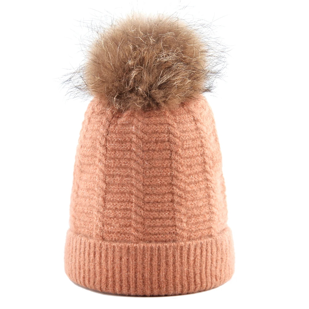 Fur pom pom for hats women winter caps girl knitted beanie women warm beanies cap ladies skullies casual pompom hat gorro