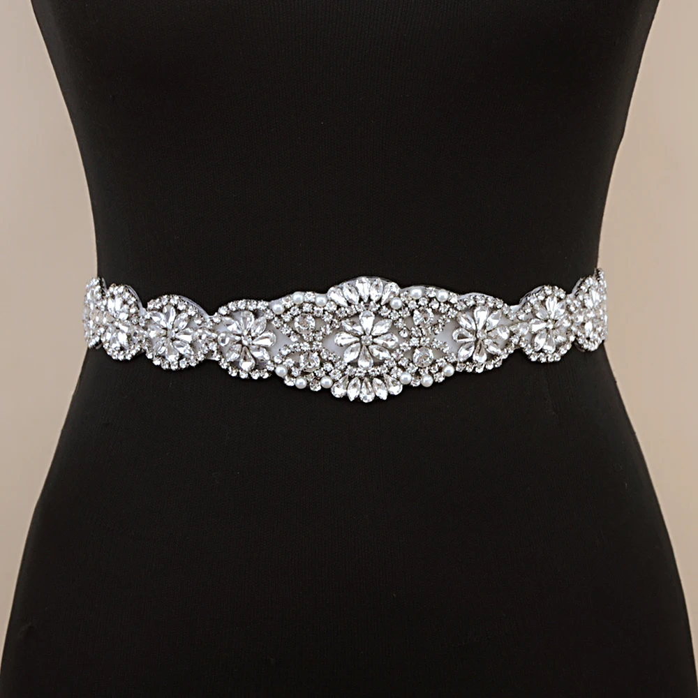 

TRiXY S161A Exquisite Wedding Belts Crystal Rhinestone Pearl Beading Czech Stones Bridal Gown Sash Formal Evening Dress Belts