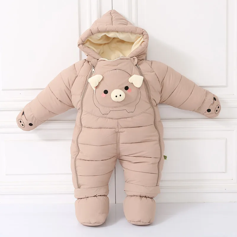 30 degrees cold Winter warm Baby girl Clothes New born Style Baby Rompers Baby Boys Jumpsuits cute Cartoon Infant Overalls