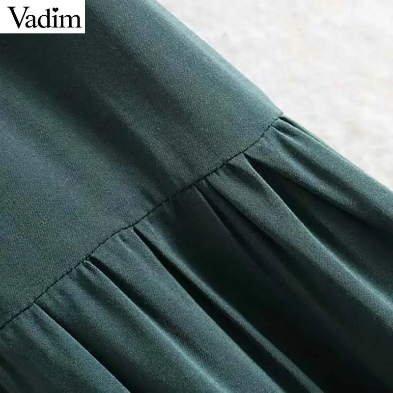 Женское элегантное платье vadim зеленое платье миди галстук-бабочка украсить Длинные рукава женский повседневное стильное и изящное прямое платье vestidos QC921