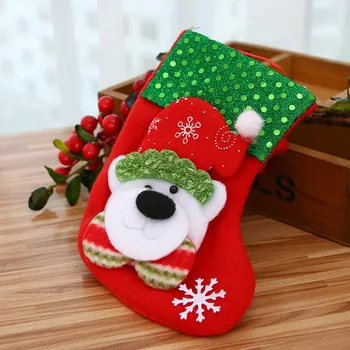 

Christmas socks pendant christmas decorations for home cloth Sequin коробка упаковка gift bag snowman navidad adornos ornaments
